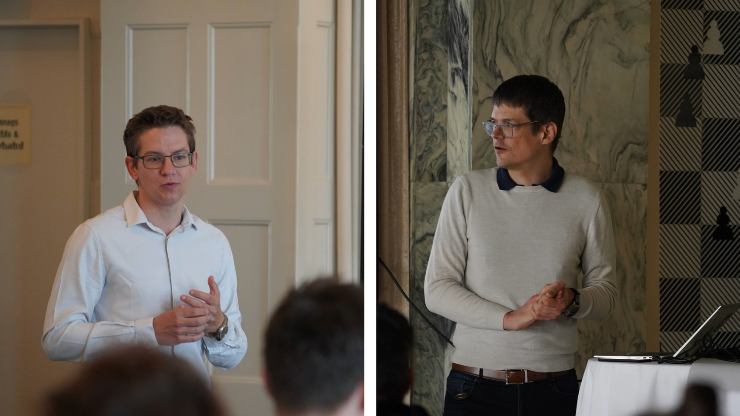 Zwei Männer am präsentieren